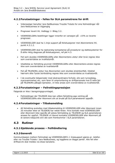 Service Level Agreement (SLA) - Jara.no