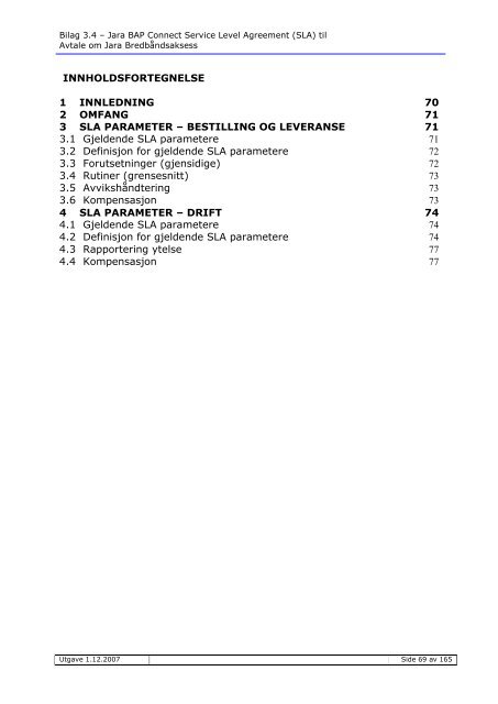 Service Level Agreement (SLA) - Jara.no