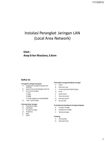 Instalasi Perangkat Jaringan LAN (Local Area Network)