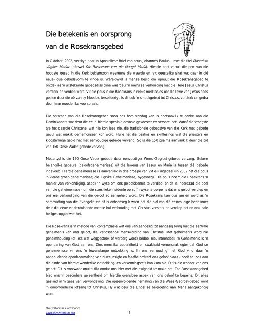 Rosekransgebedskaarte - Dieoratorium.org