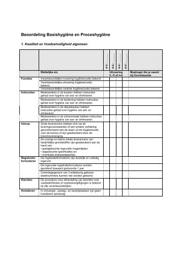 Beoordeling Basishygiëne en Proceshygiëne