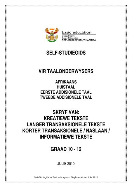 Self-Studiegids vir Taalonderwysers - Thutong