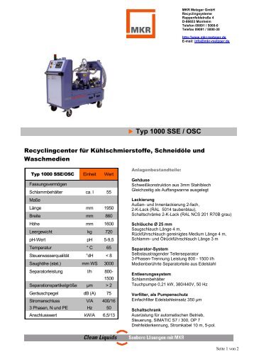 Typ 1000 SSE / OSC - MKR Metzger GmbH