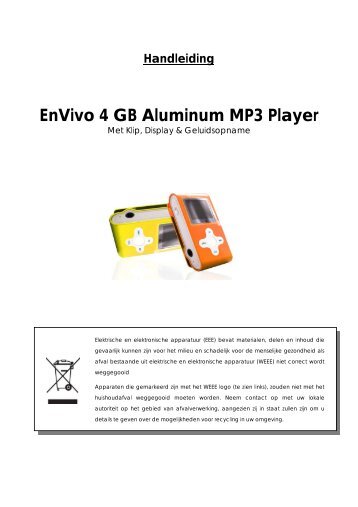 Handleiding EnVivo 4 GB Aluminum MP3 Player - Teknihall.be