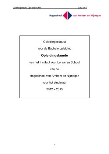 Opleidingskunde - Hogeschool van Arnhem en Nijmegen