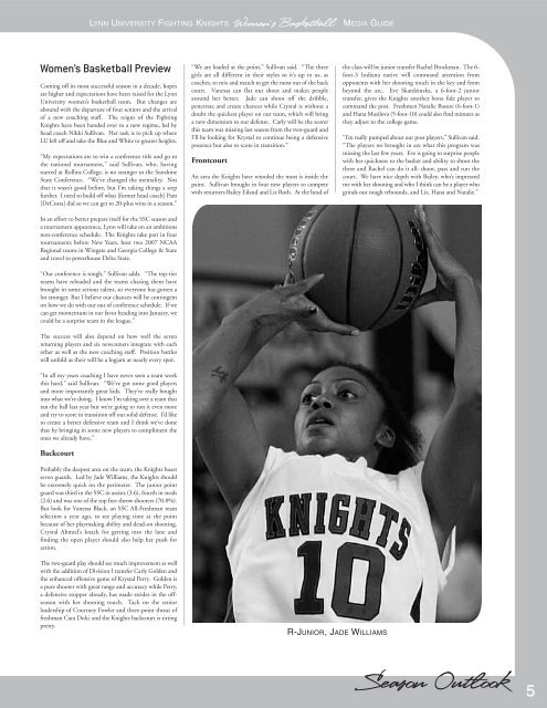 2007-08 Women's Basketball Media Guide - Lynn University