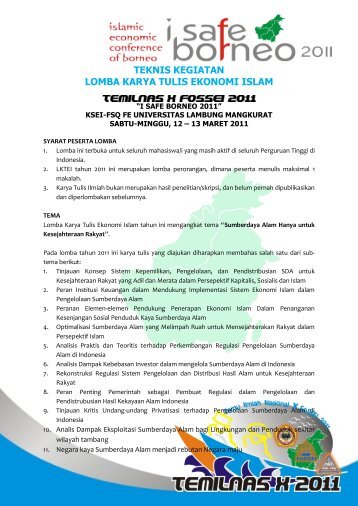 Lomba Karya Tulis Ekonomi Islam Telminas FoSSEI