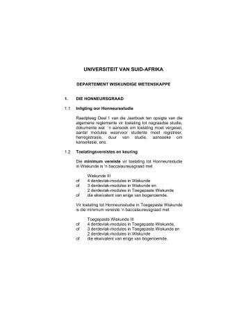 UNIVERSITEIT VAN SUID-AFRIKA - University of South Africa