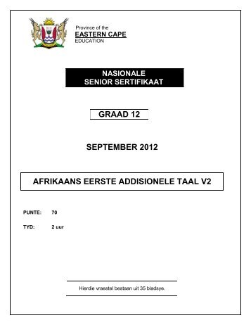 Afrikaans Eerste Addisionele Taal V2 - ecexams.co.za
