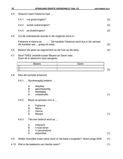 Afrikaans Eerste Addisionele Taal V2 - ecexams.co.za