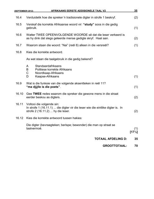 Afrikaans Eerste Addisionele Taal V2 - ecexams.co.za