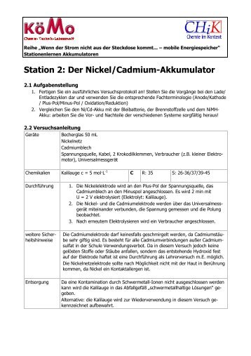 Station 2: Der Nickel/Cadmium-Akkumulator