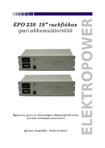 EPO-230 akkumulátortöltő, 19" rack fiókos kivitel. - Elektropower