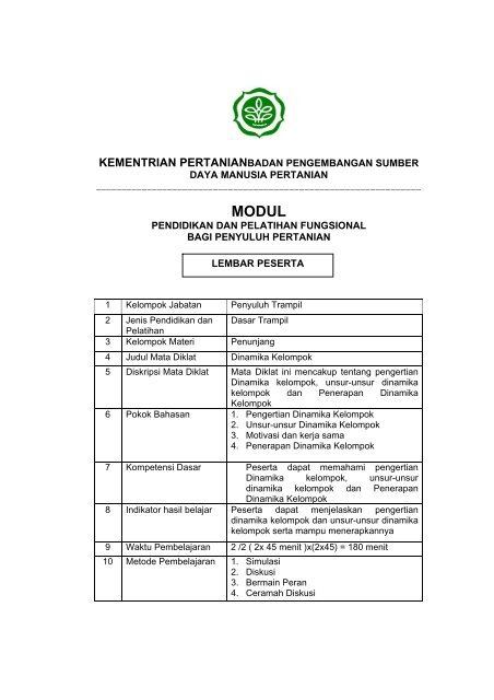 kementrian pertanianbadan pengembangan sumber daya manusia ...