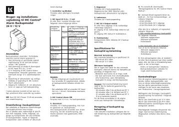 vejledning til IHC Control® Alarm Backupmodul 24 V / 12 V