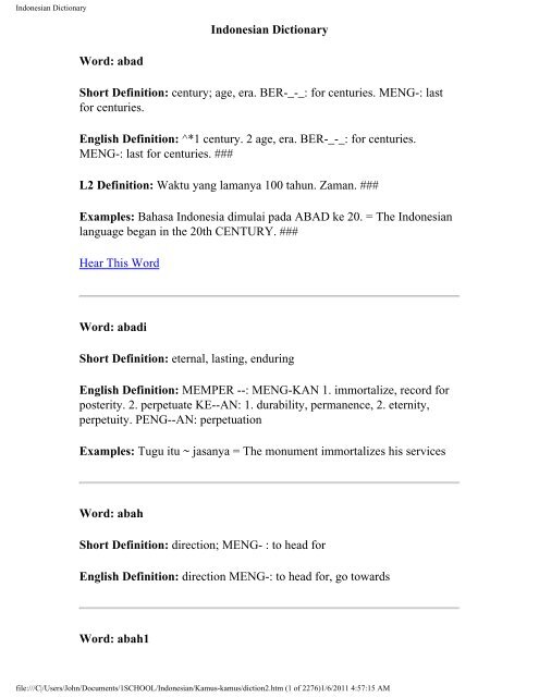 Indonesian Dictionary - John Curran