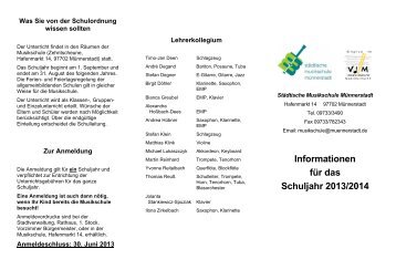 Flyer der Musikschule für das Schuljahr 2012/2014 - Münnerstadt