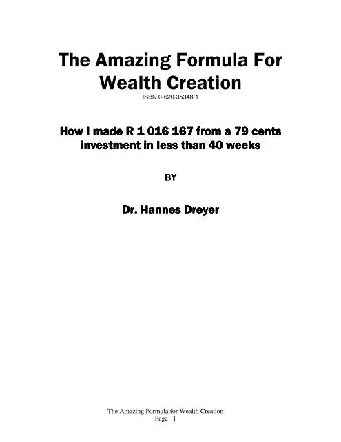 håndjern spændende Tilskud The Amazing Formula For Wealth Creation - Wiki Village