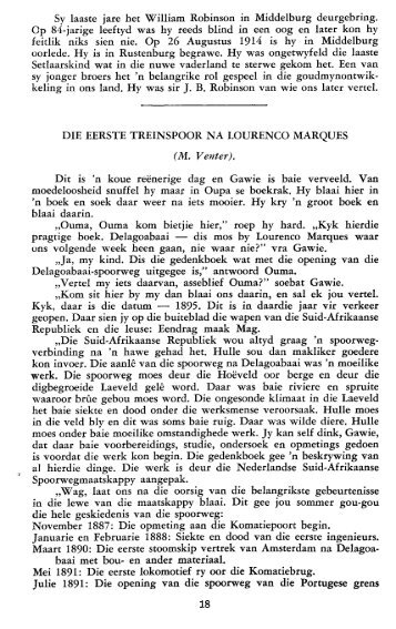 SpoorlynLourencoMarques - Afrikanergeskiedenis