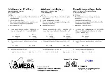 Mathematics Challenge, Grade 4 First Round - AMESA