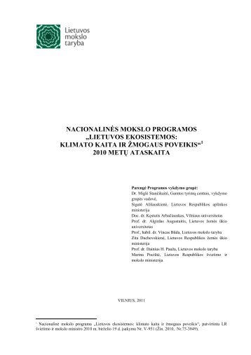 Lietuvos ekosistemos: klimato kaita ir žmogaus poveikis