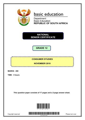national senior certificate grade 12 - Department of Education