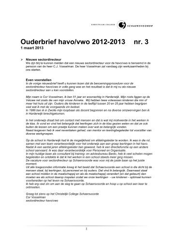 Ouderbrief nr 3 maart 2013 - Christelijk College Schaersvoorde