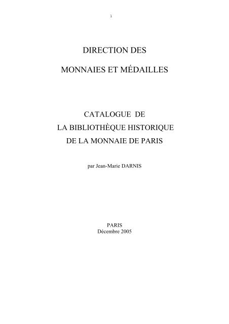 DIRECTION DES MONNAIES ET MÉDAILLES - economie.gouv