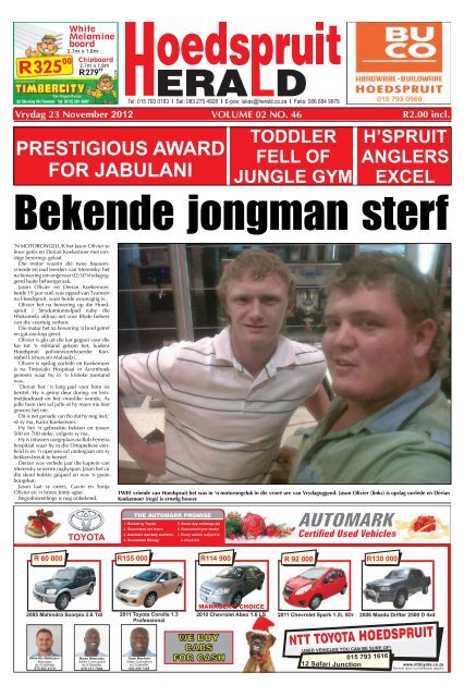 PRESTIGIOUS AWARD FOR JABULANI - Letaba Herald