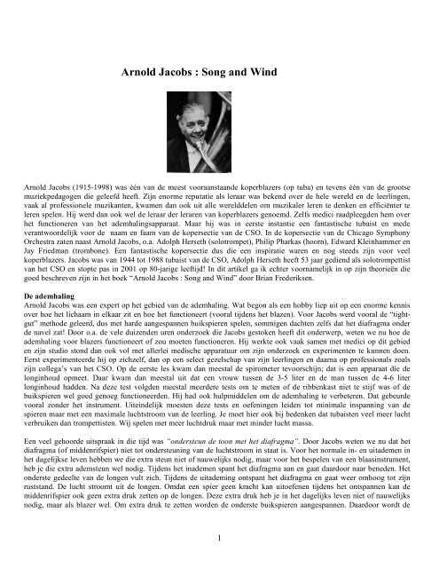 Arnold Jacobs : Song and Wind - Erik Veldkamp