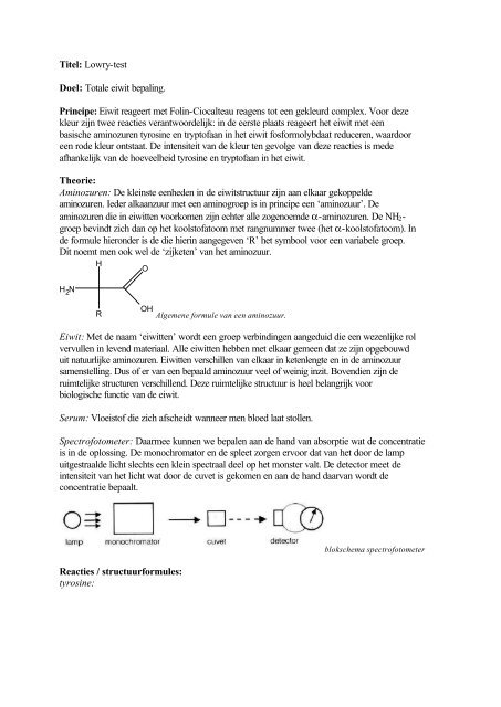 Titel: Eiwit en suiker bepaling melk - Verslag