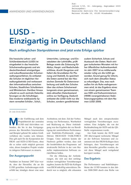 LUSD – Einzigartig in Deutschland