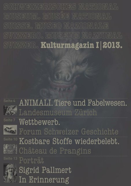 ANIMALI. Tiere und Fabelwesen. Landesmuseum Zürich ...