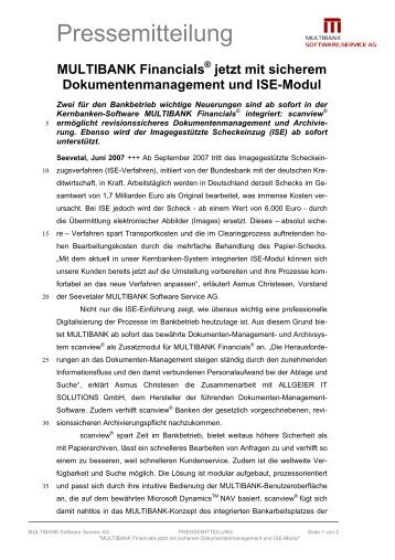 Pressemitteilung als PDF - Multibank Software.Service AG