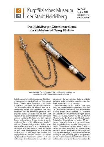 Das Heidelberger Gürtelbesteck und der Goldschmied Georg Büchner