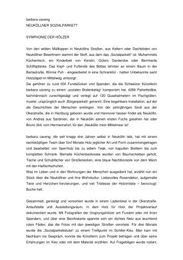 "Symphonie der Hölzer" von Michaela Nolte (pdf) - Museum Neukölln