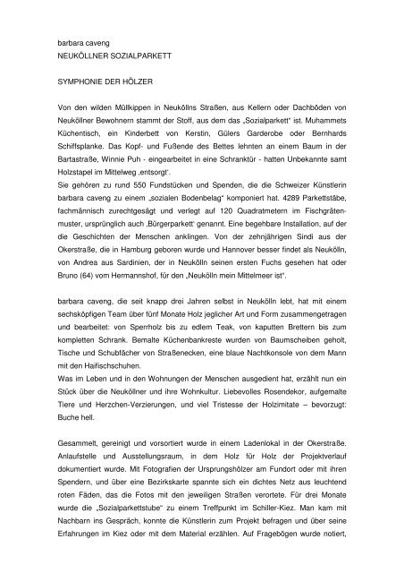 "Symphonie der Hölzer" von Michaela Nolte (pdf) - Museum Neukölln