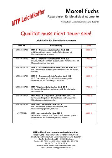 MTP Koffer für Blechblasinstrumente - Musik Fuchs