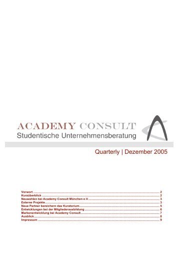 Quarterly | Dezember 2005 - Academy Consult München e.V.