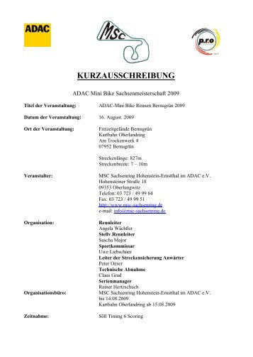 kurzausschreibung - MSC Sachsenring Hohenstein-Ernstthal im ...