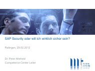 SAP Security oder will ich wirklich sicher sein - MT AG