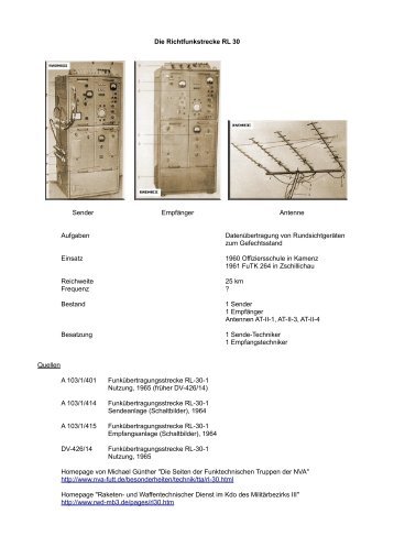 Die Richtfunkstrecke RL 30 Sender Empfänger Antenne Aufgaben ...