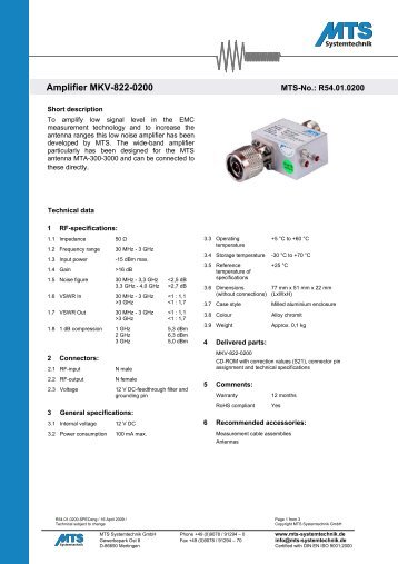 Amplifier MKV-822-0200 - Mts-systemtechnik.de