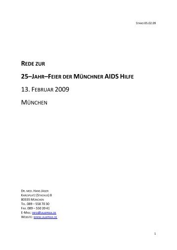 Festvortrag Dr. Hans Jäger - Münchner Aids-Hilfe eV