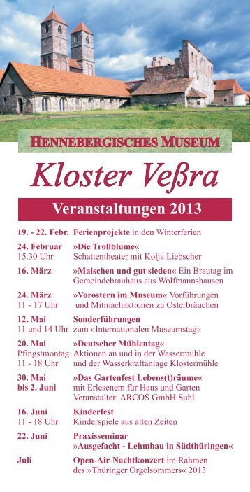 Veranstaltungs-Flyer 2013 - Hennebergisches Museum Kloster Veßra