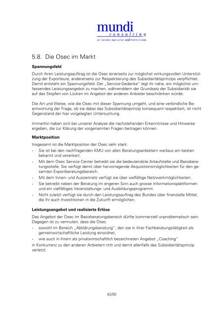 PDF Bericht Markstudie Exportberatung - Mundi Consulting