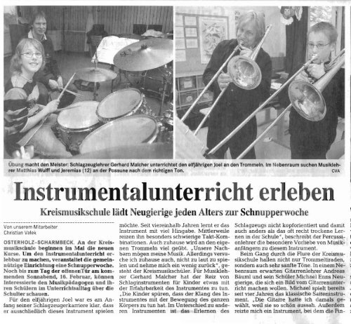 Schnupperwoche 14.8.2008 - Kreismusikschule Osterholz e.V.