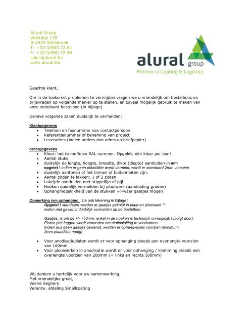 Download de technische info - Alural Group