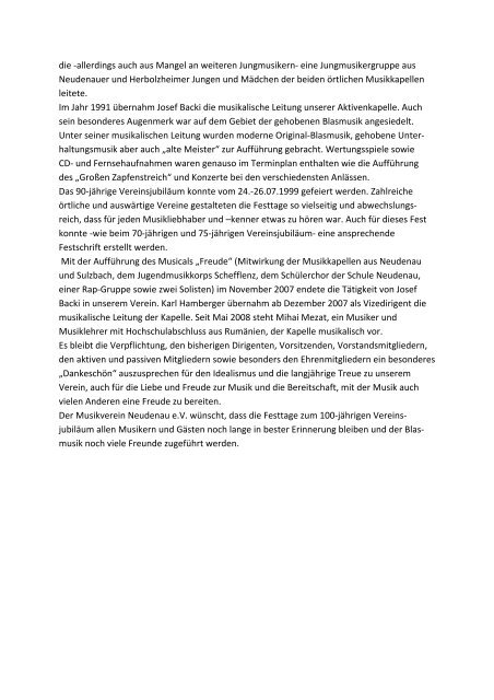 Chronik des „Musikverein Neudenau e.V.“ von Günter Grasmeier