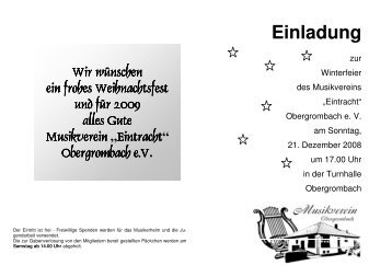 PROGRAMM Winterfeier 2008 - Musikverein Eintracht ...